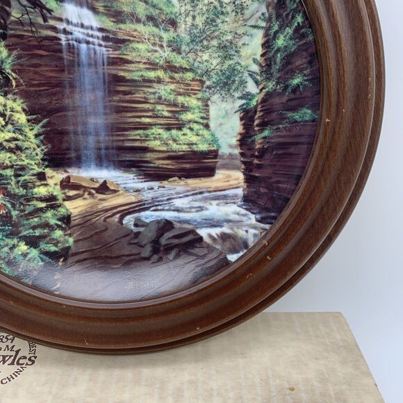 The Hidden Waterfall Plate Bart Jerner Less Travelled Road Collection with Frame - Picture 8 of 10